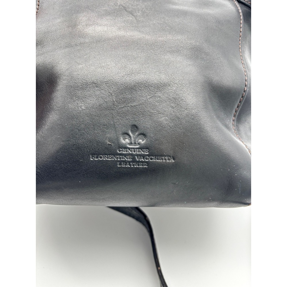 Dooney & Bourke Florentine Vacchetta Leather Crossbody Bucket Bag Black Gold - Picture 4 of 9